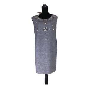 Jessica Gray sleeveless sweater dress rhinestone-embellished neckline Sz Lrg